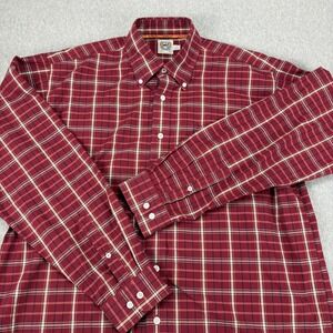 Cinch Plaid Long Sleeve Button Down Shirt Mens M Burgundy Tan Black Western Wear